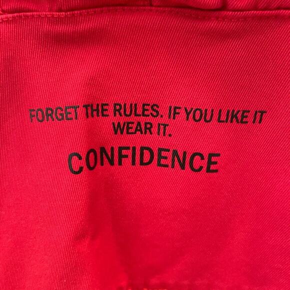 Urban Revivo XS Red Denim Hoodie | Streetwear Pullover, NWOT, Bold Slogan - Picture 4 of 9